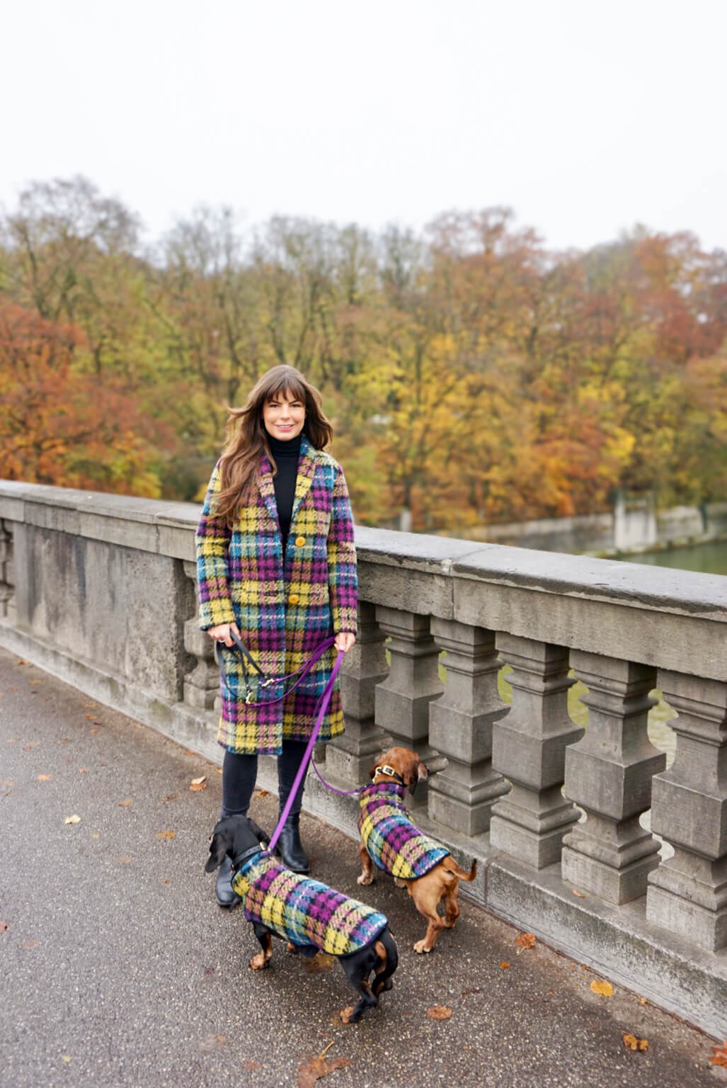 Purple yellow checked winter coat 'Franz Marc'