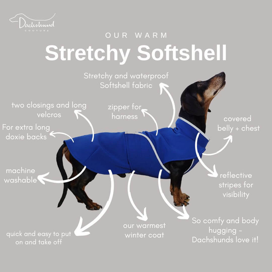 Softshell dachshund coat Miró in grey