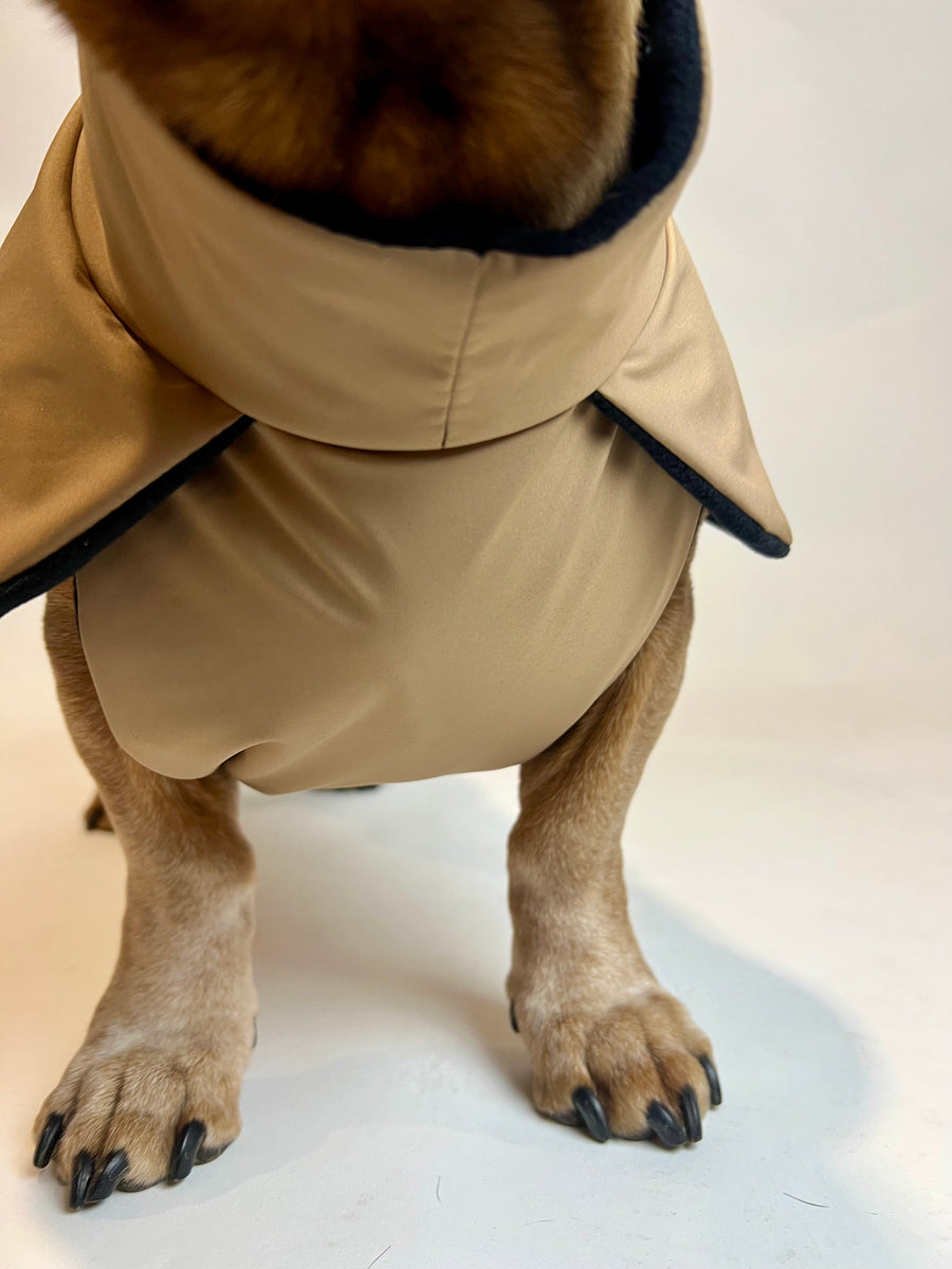 Beige Parka with Black Fleece Lining