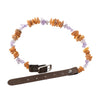 Honey Amber dog necklace with Amethyst and leather closure