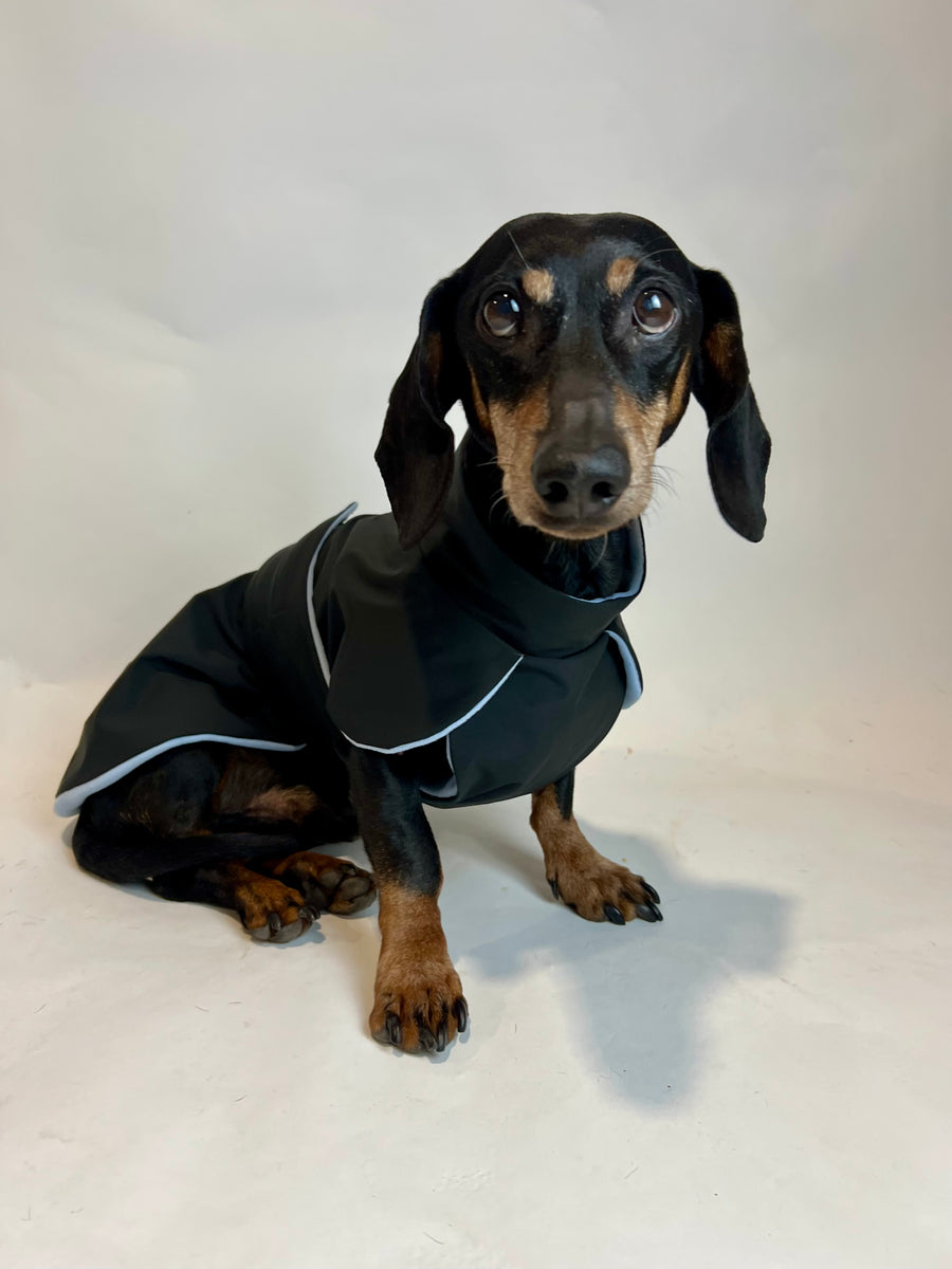 Black Parka with Light Blue Fleece Lining