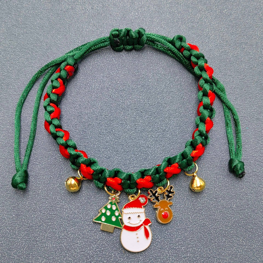 Green and red Christmas necklaces with Emaille pendants