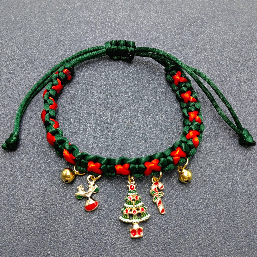 Green and red Christmas necklaces with Emaille pendants