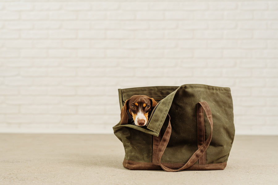Waxed dog Carrier olive green