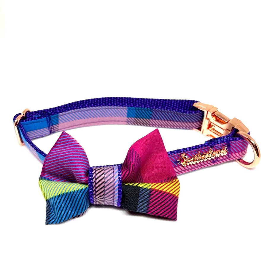 Dog Bow tie collar set in Tartan