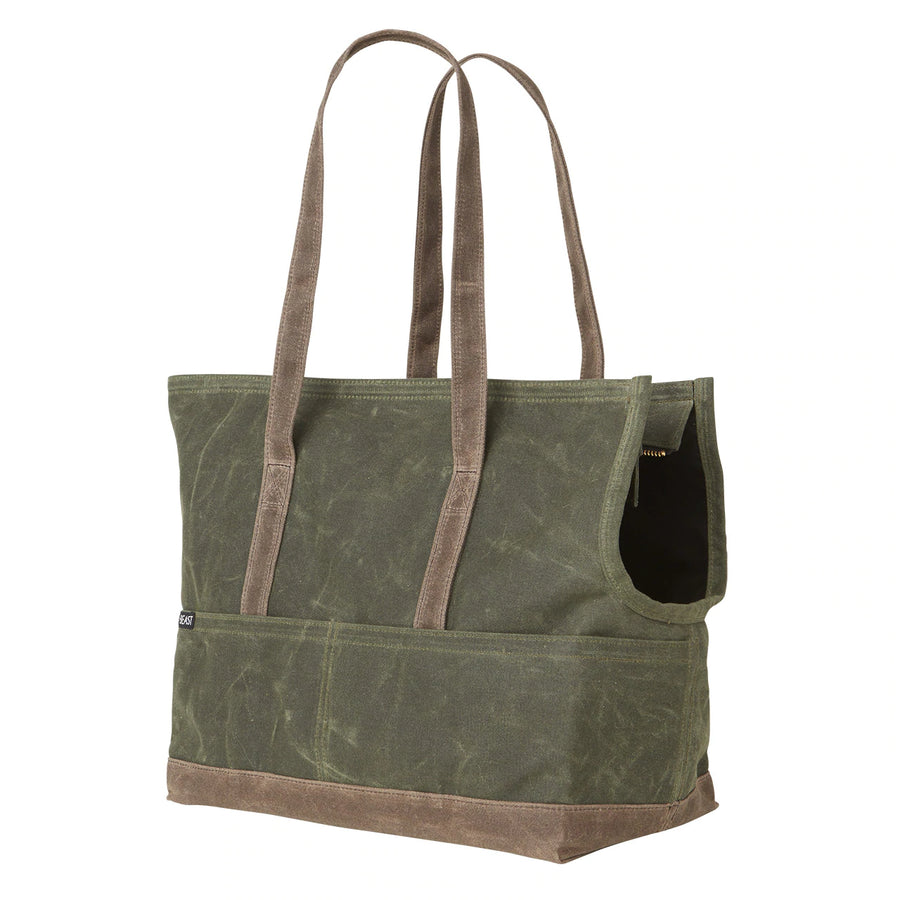 Waxed dog Carrier olive green